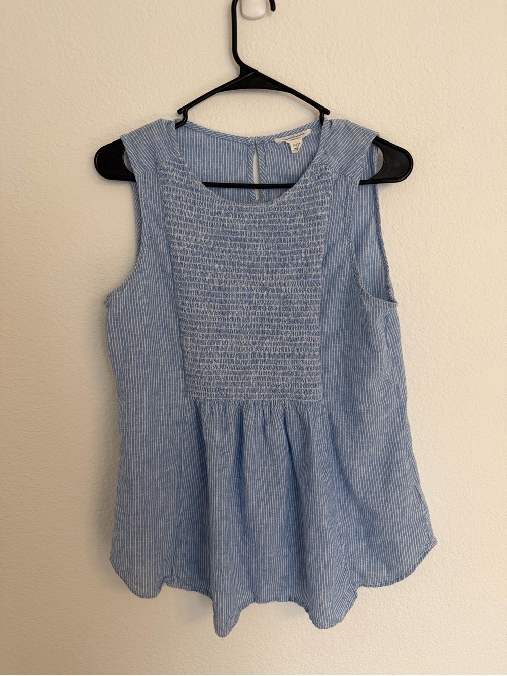 beachlunchlounge Light Blue Smocked Peplum Tank